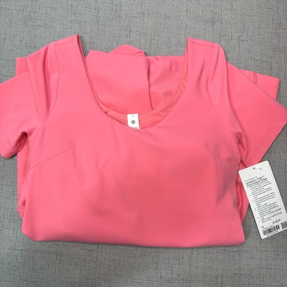 Lululemon Align Short Sleeve Dress Athletic Mini Dress Sakura Pink 10 12 NWT - Picture 9 of 15